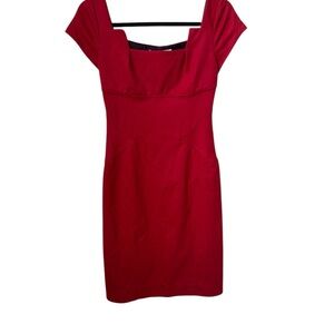 Diane Von Furstenberg Anka Mini Dress Red Wool Silk Square Neck Size 0